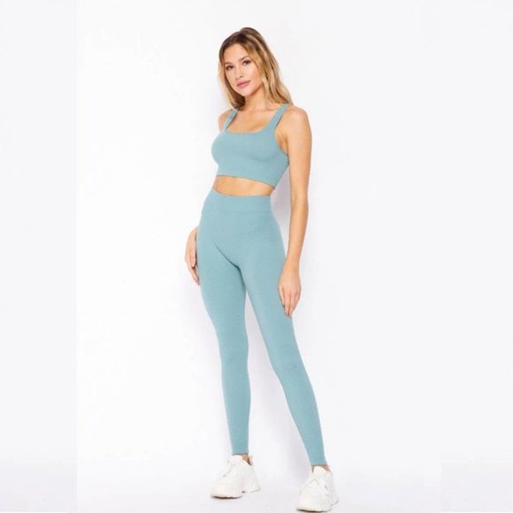 COPY - Seamless Rib-Knit Crop Tank 2 Piece Set - Seamless - Athleticwear -Two P… - Picture 5 of 7